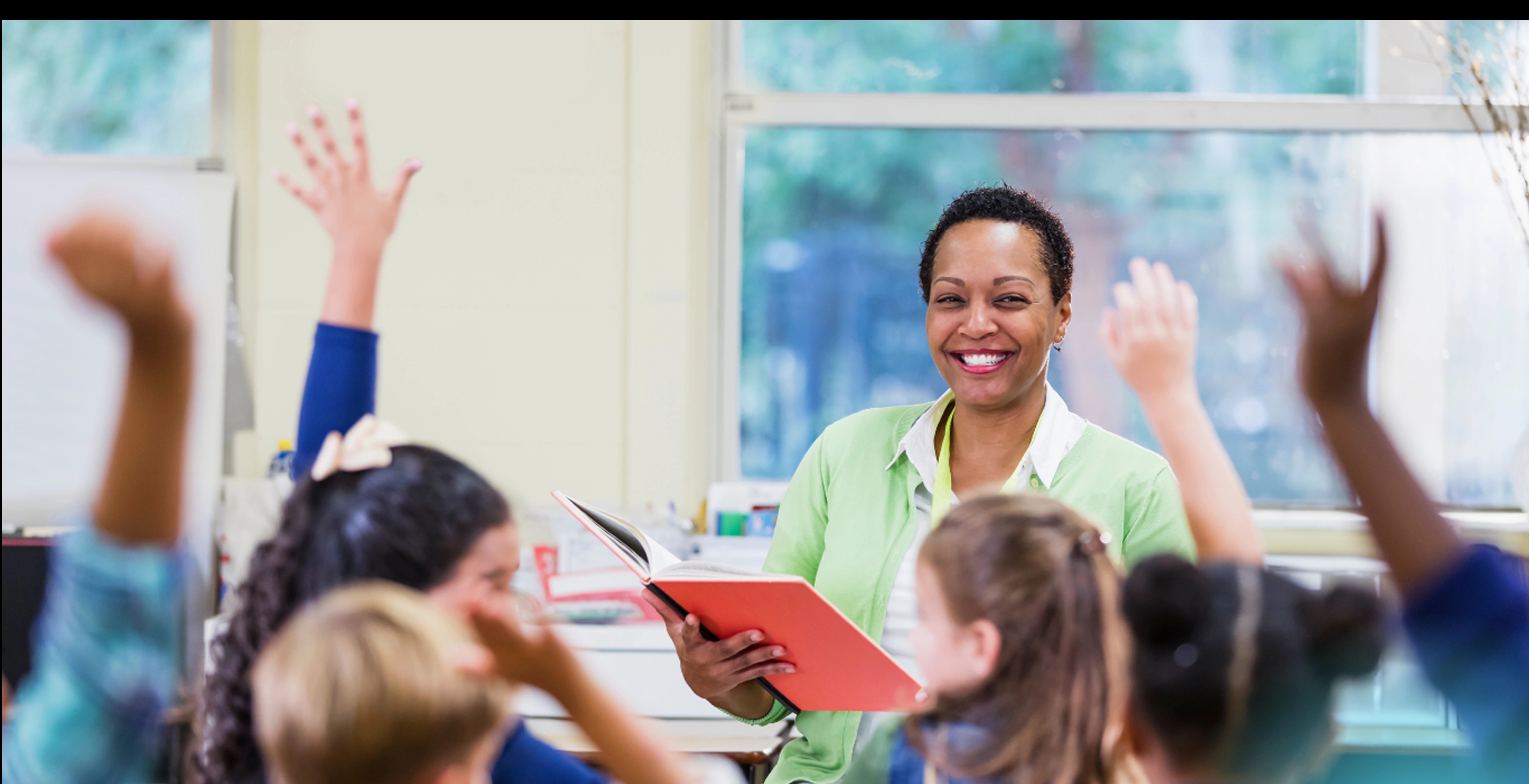 Teacher with students