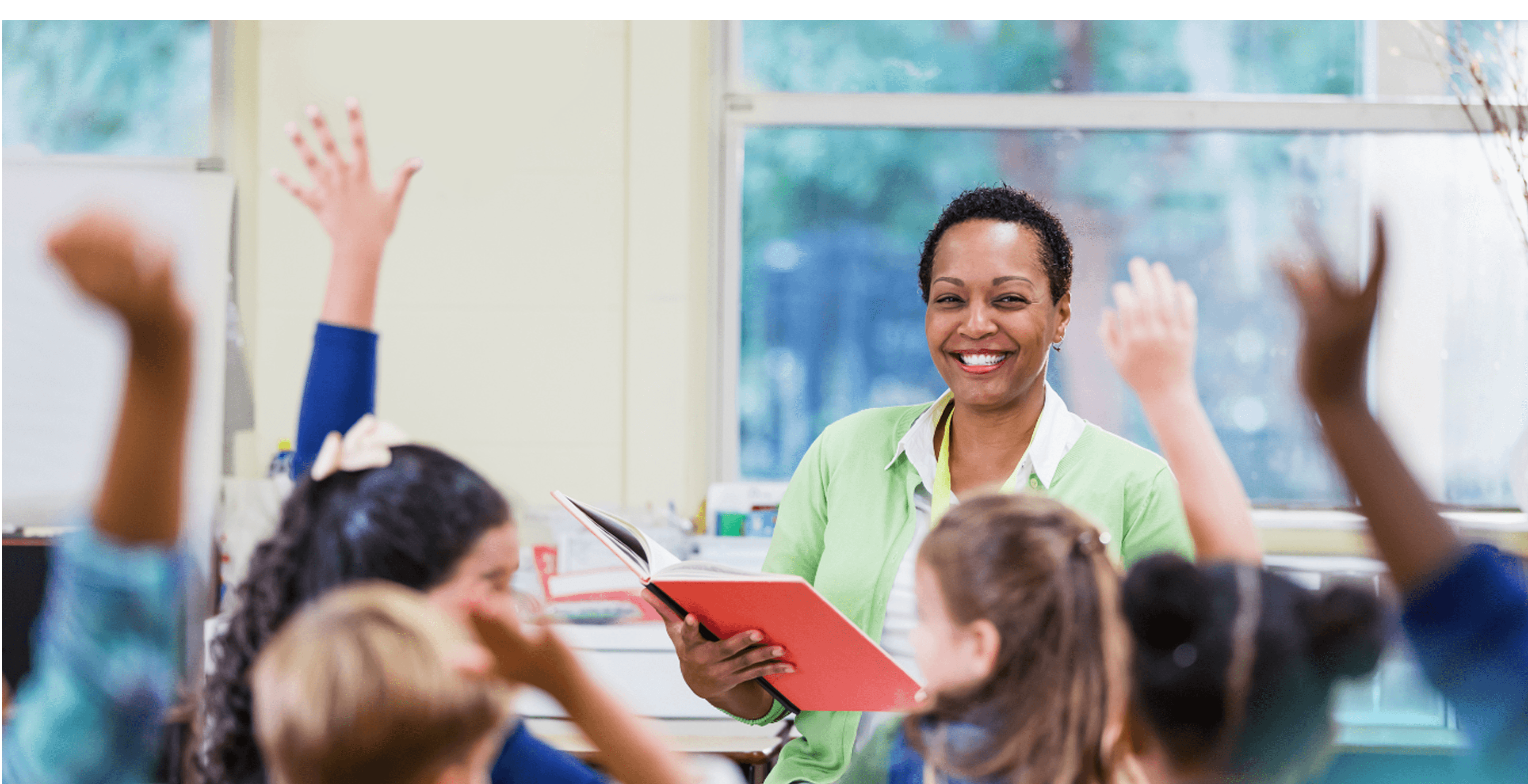 Teacher with students